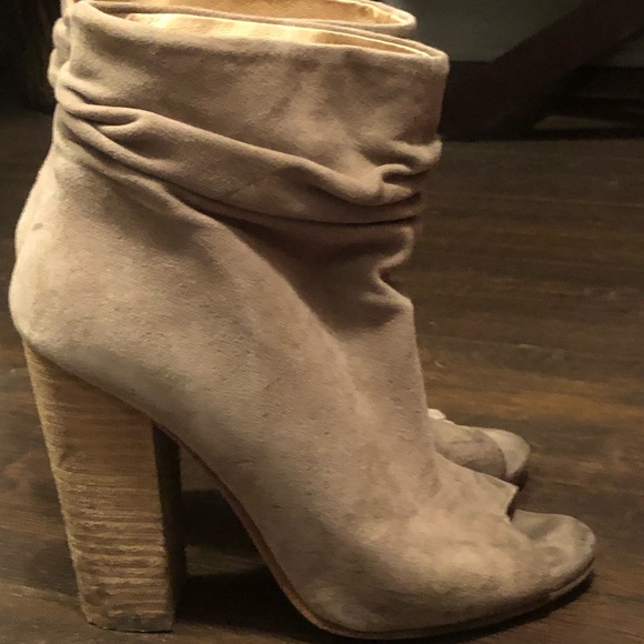 Kristen Cavallari Laurel Suede Peep Toe Bootie,Sand,7.5 - Picture 7 of 8